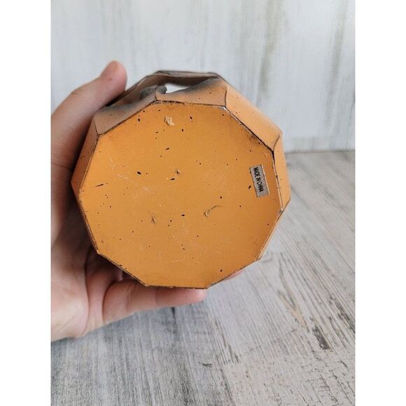 Tin tea light holder AS IS speckled Jack O'Lantern Halloween - Picture 10 of 10